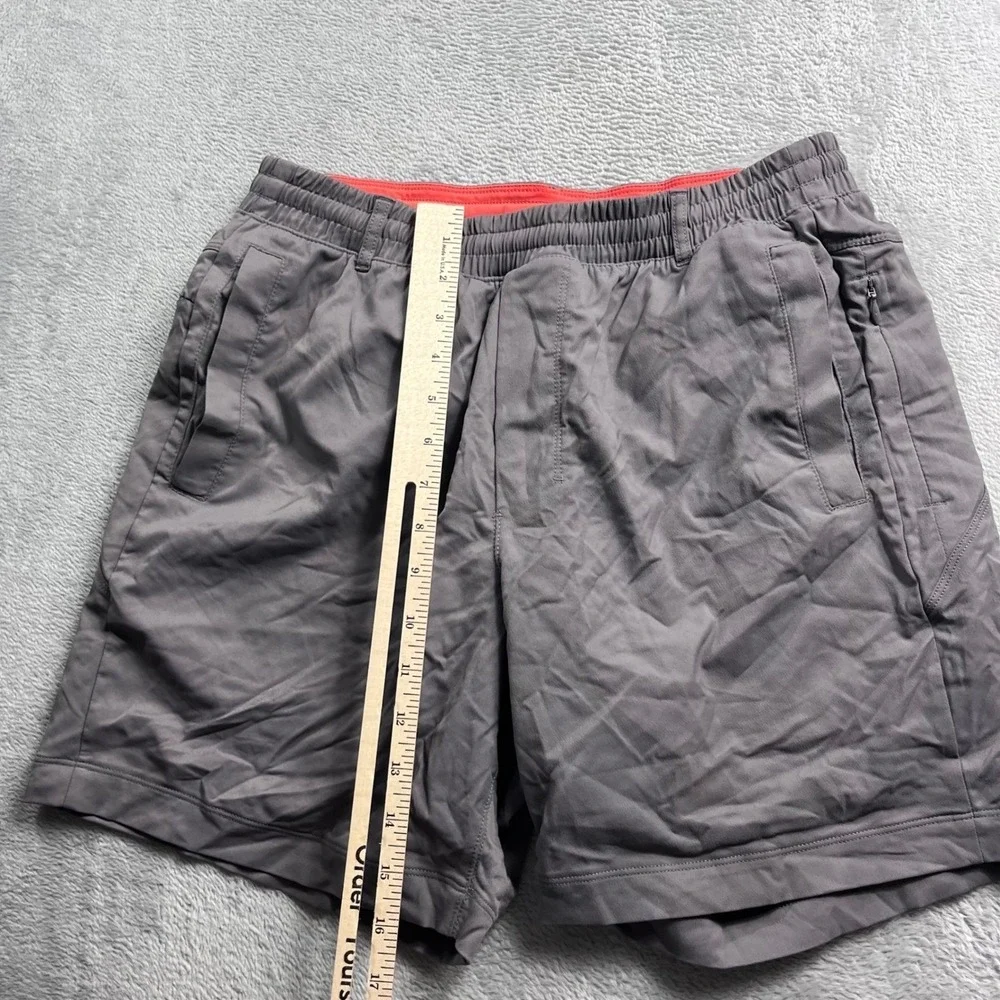 Birddogs Men Gray Gym Shorts with Orange Liner Size Large Elastic Waist 6 Inseam